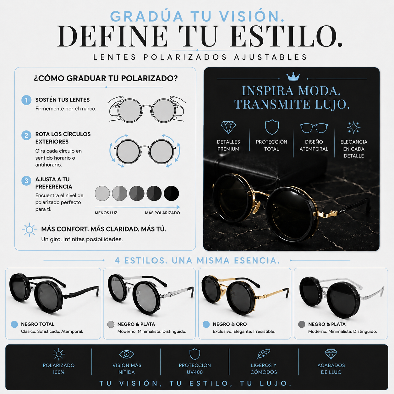 Gafas de sol polarizadas ajustables